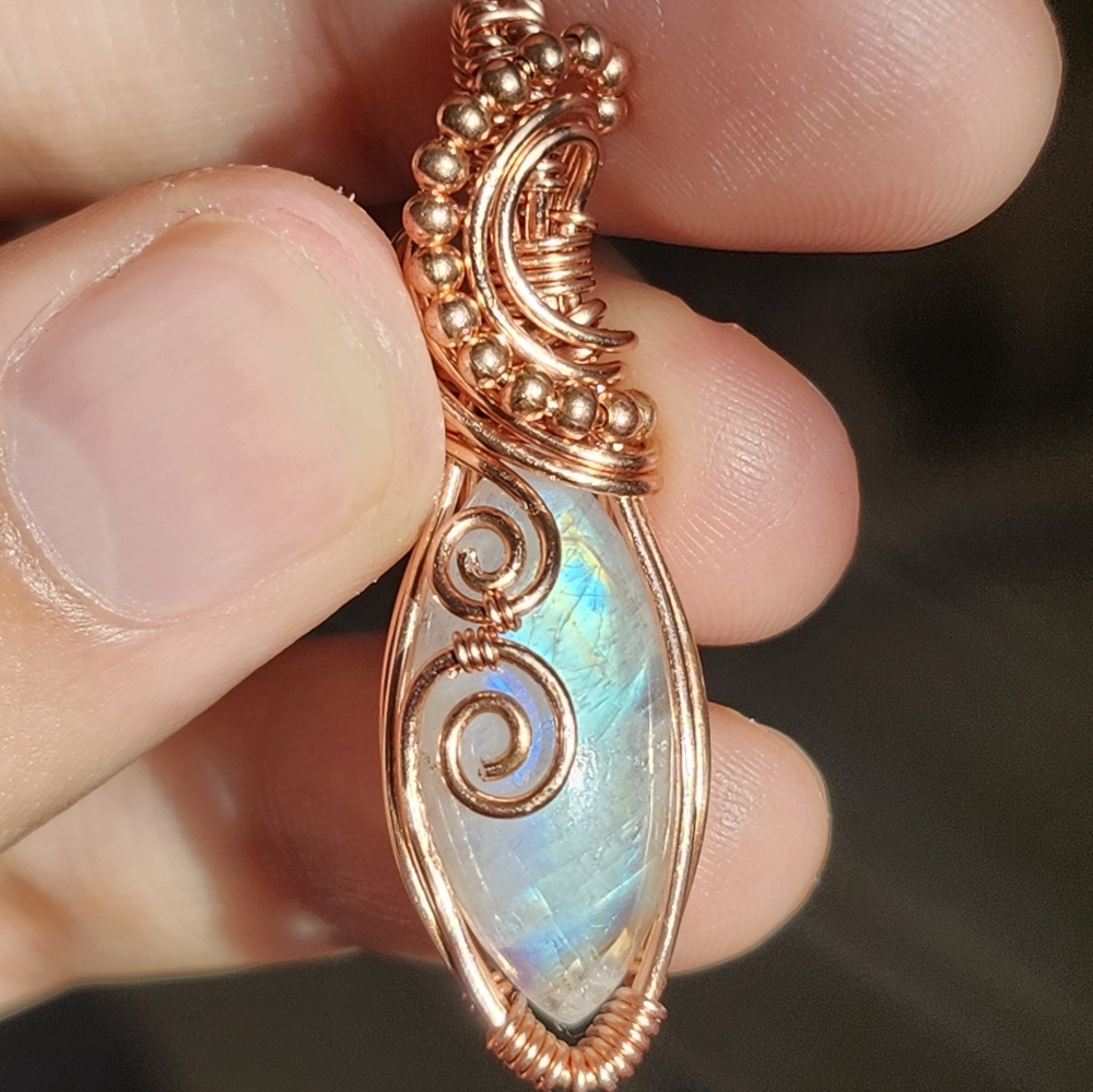 Handcrafted Copper Wire Wrapped Moonstone Pendant